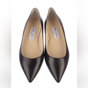 Jimmy Choo Alina Flats - Black Kid Leather